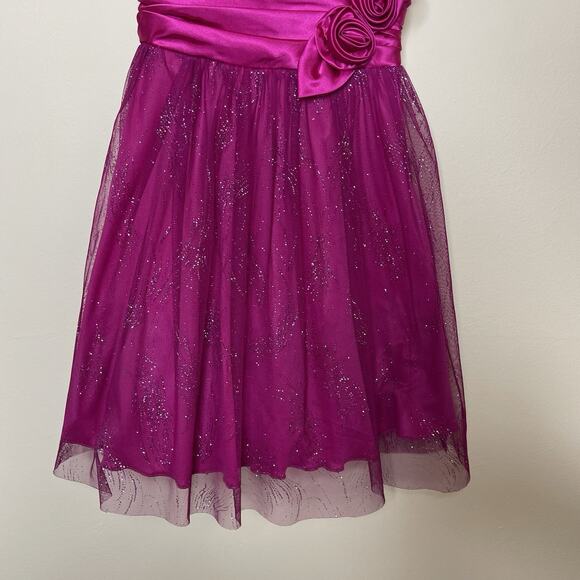 Vtg B. SMART Pink Babydoll Mini HOCO Dress Flower Glitter Mesh Fairy Y2K Sz 3 - Picture 4 of 9